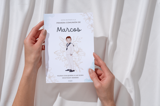Invitaciones de Primera Comunión niño – Pack de 16, 24 y 32 unidades | Pack invitaciones personalizables