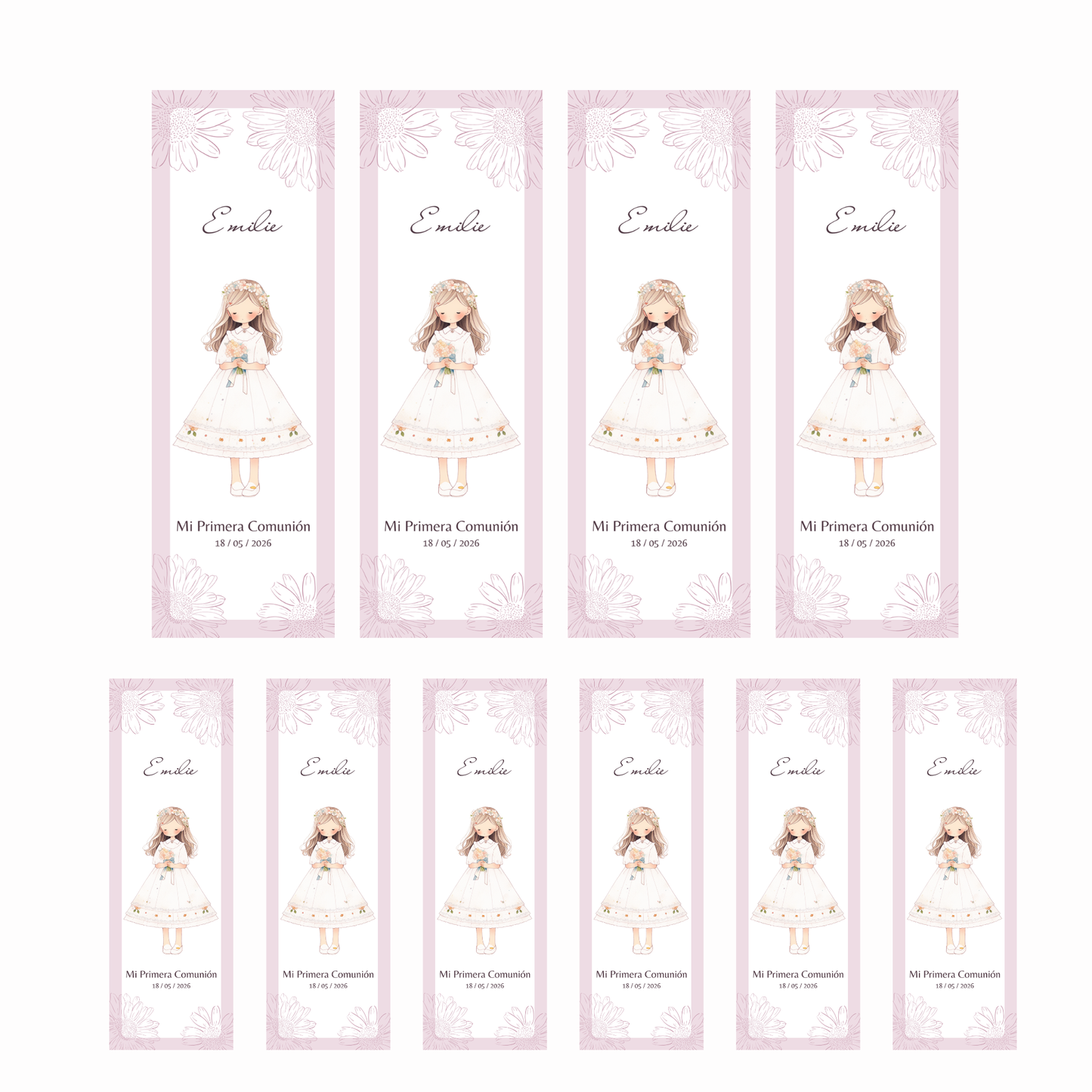 Marcapáginas primera comunión personalizable | Recuerdo invitados primera comunión | Regalo personalizable eventos