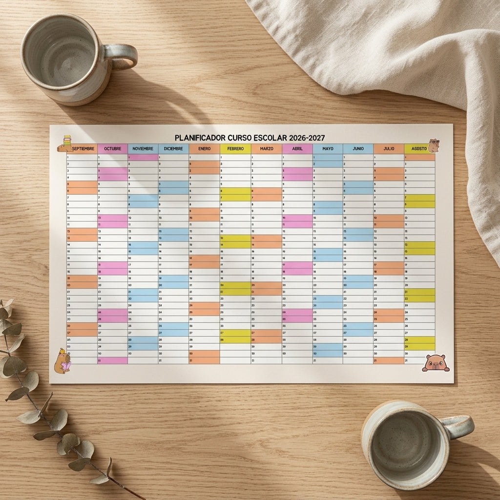 calendario anual curso escolar 2026-2027 | Planificador anual | Organizador escolar nuevo curso
