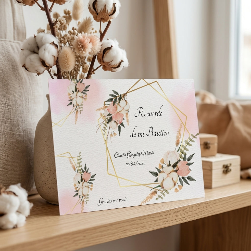 Recordatorios Personalizables bautizo | Regalos invitados comunión | Tarjeta recuerdo eventos | Tamaño A7 y diferentes pack disponibles