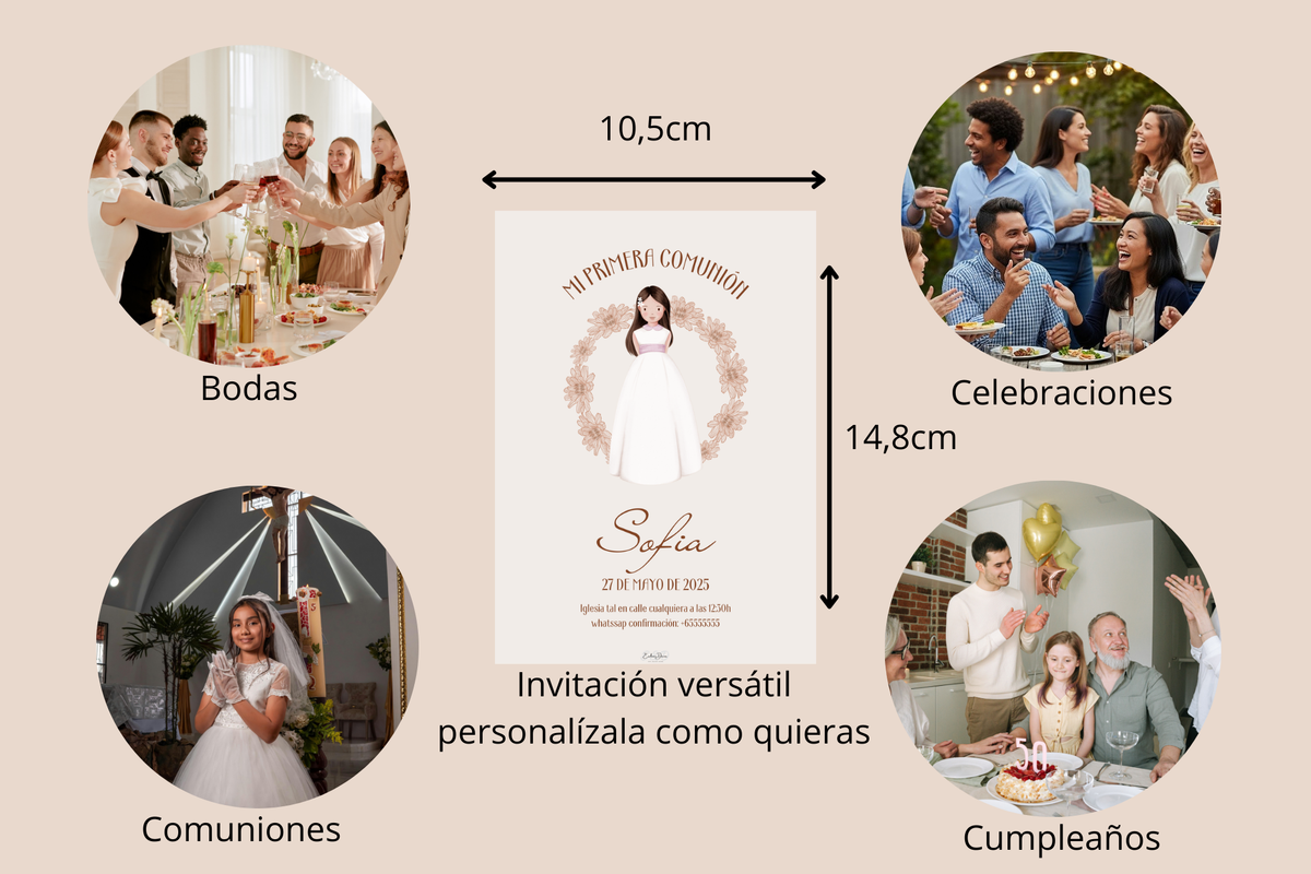 Invitaciones de Primera Comunión – Pack de 16, 24 y 32 unidades | Pack invitaciones personalizables