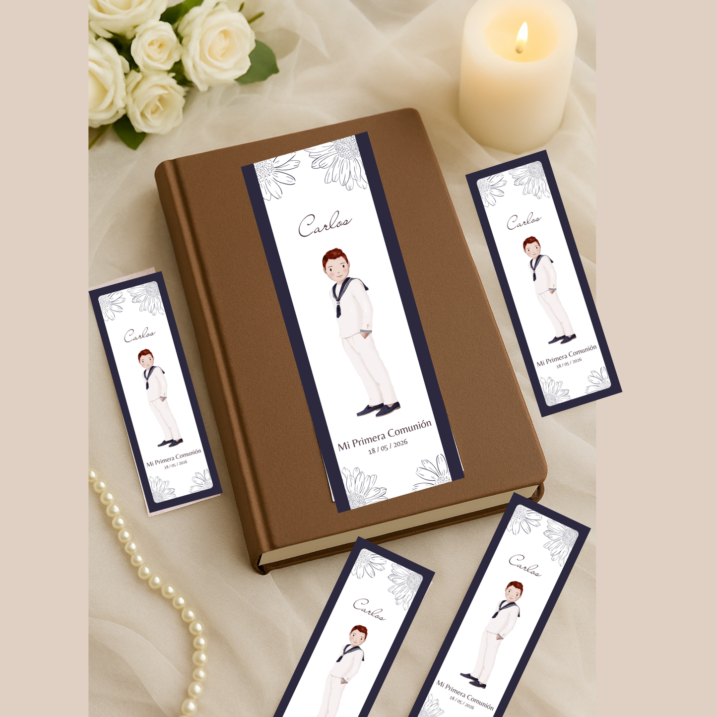 Marcapáginas primera comunión personalizable | Recuerdo invitados primera comunión | Regalo personalizable eventos