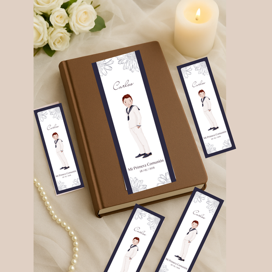 Marcapáginas primera comunión personalizable | Recuerdo invitados primera comunión | Regalo personalizable eventos