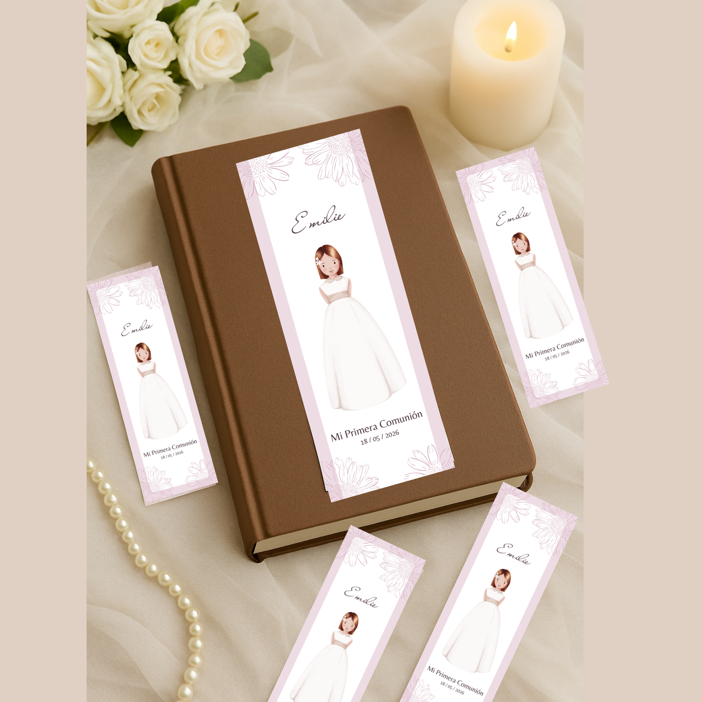 Marcapáginas primera comunión personalizable | Recuerdo invitados primera comunión | Regalo personalizable eventos