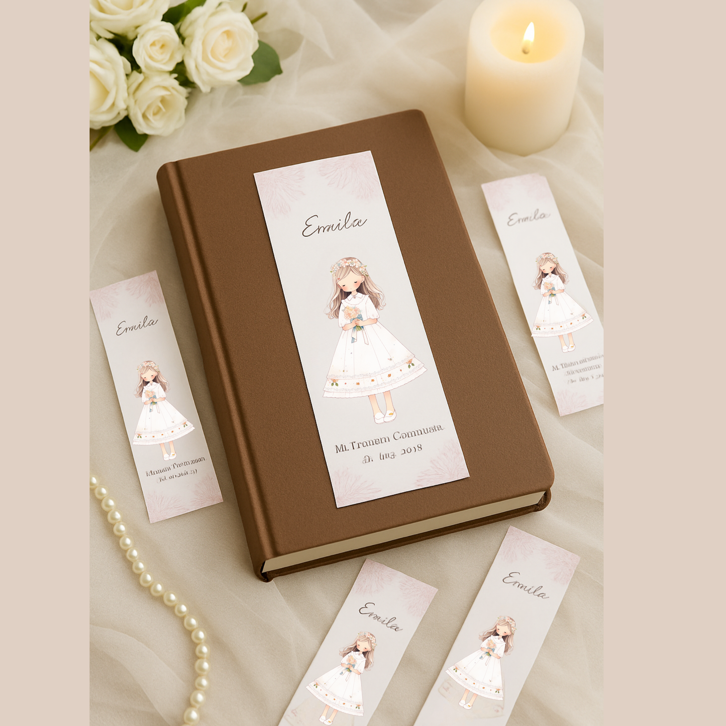 Marcapáginas primera comunión personalizable | Recuerdo invitados primera comunión | Regalo personalizable eventos