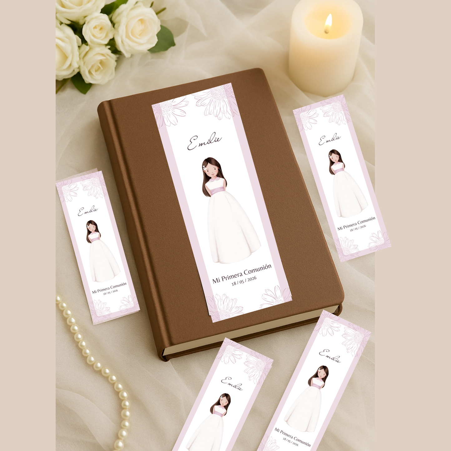 Marcapáginas primera comunión personalizable | Recuerdo invitados primera comunión | Regalo personalizable eventos