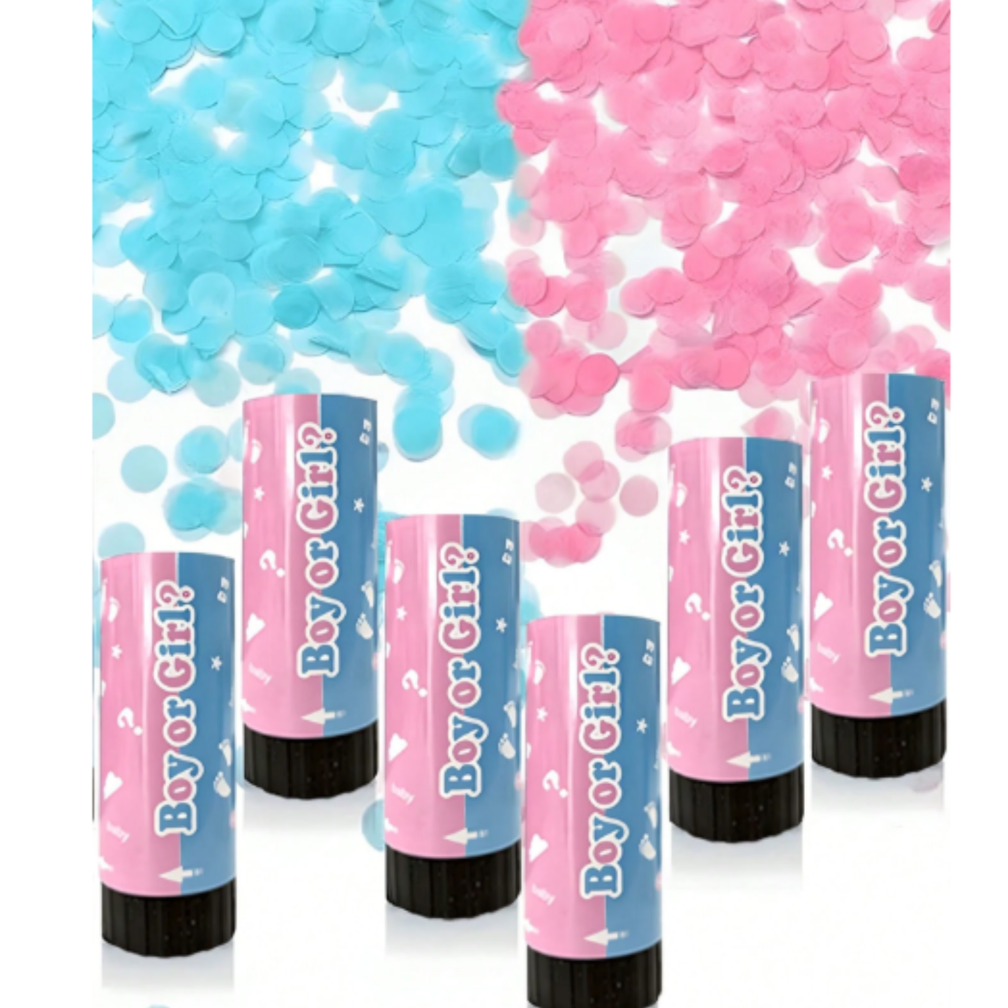 Mega Pack Gender Reveal — Globo revelación + cañones rosa y azul + globos BOY & GIRL + árbol de huellas + juego de votación + adhesivos + pines (131 piezas)