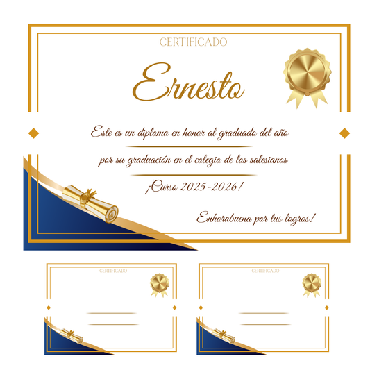 Diploma Personalizado A4 Horizontal — Nombre + Curso + Mensaje | Graduación