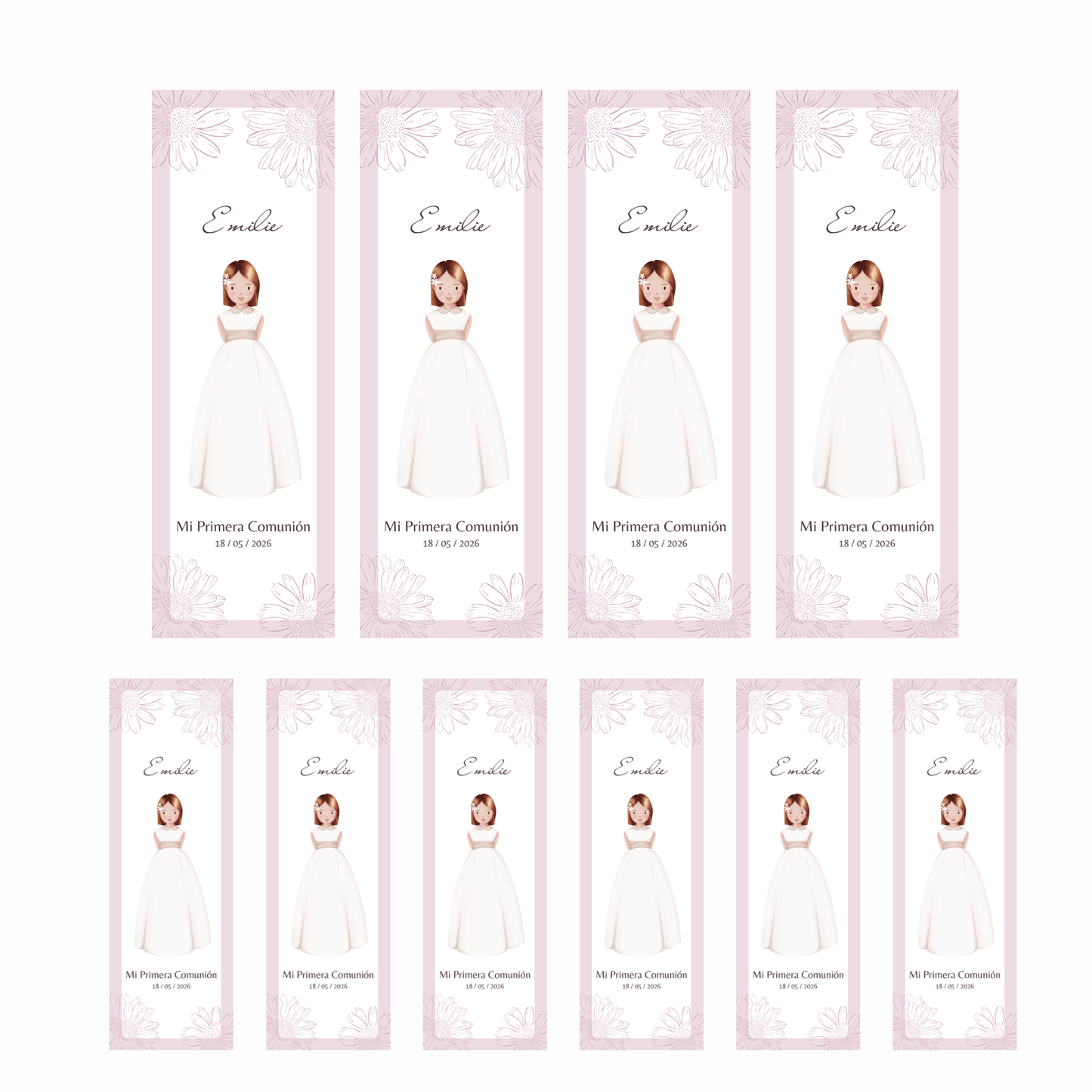 Marcapáginas primera comunión personalizable | Recuerdo invitados primera comunión | Regalo personalizable eventos