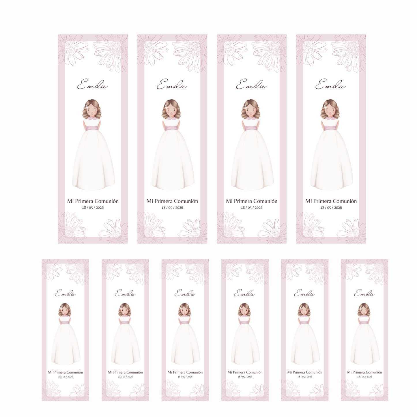 Marcapáginas primera comunión personalizable | Recuerdo invitados primera comunión | Regalo personalizable eventos