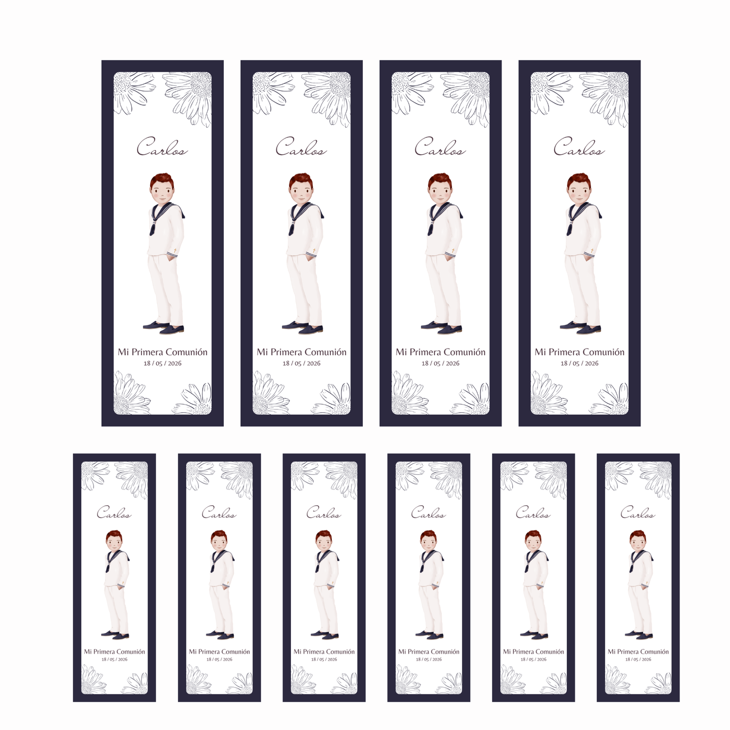 Marcapáginas primera comunión personalizable | Recuerdo invitados primera comunión | Regalo personalizable eventos
