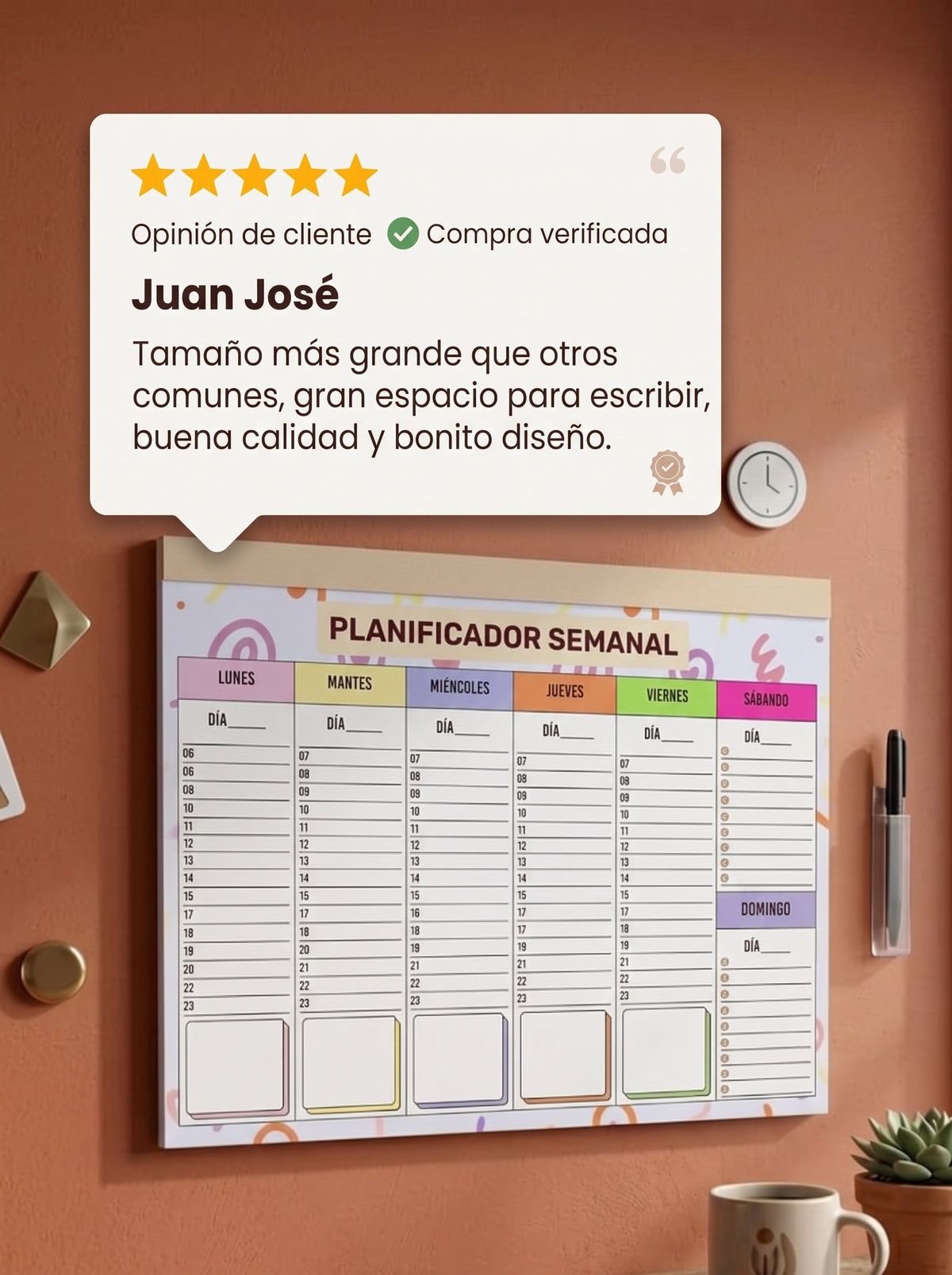 Bloc planificador A3 semanal | Bloc 50 hojas organización tareas y citas