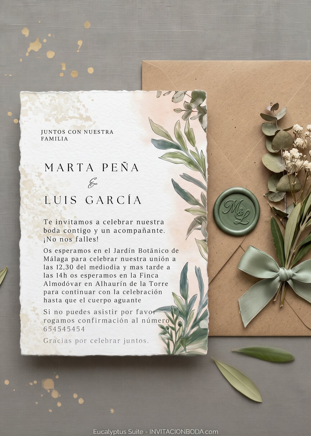 Invitación premium de boda | Set invitaciones para boda | Papel premium de algodón hecho a mano