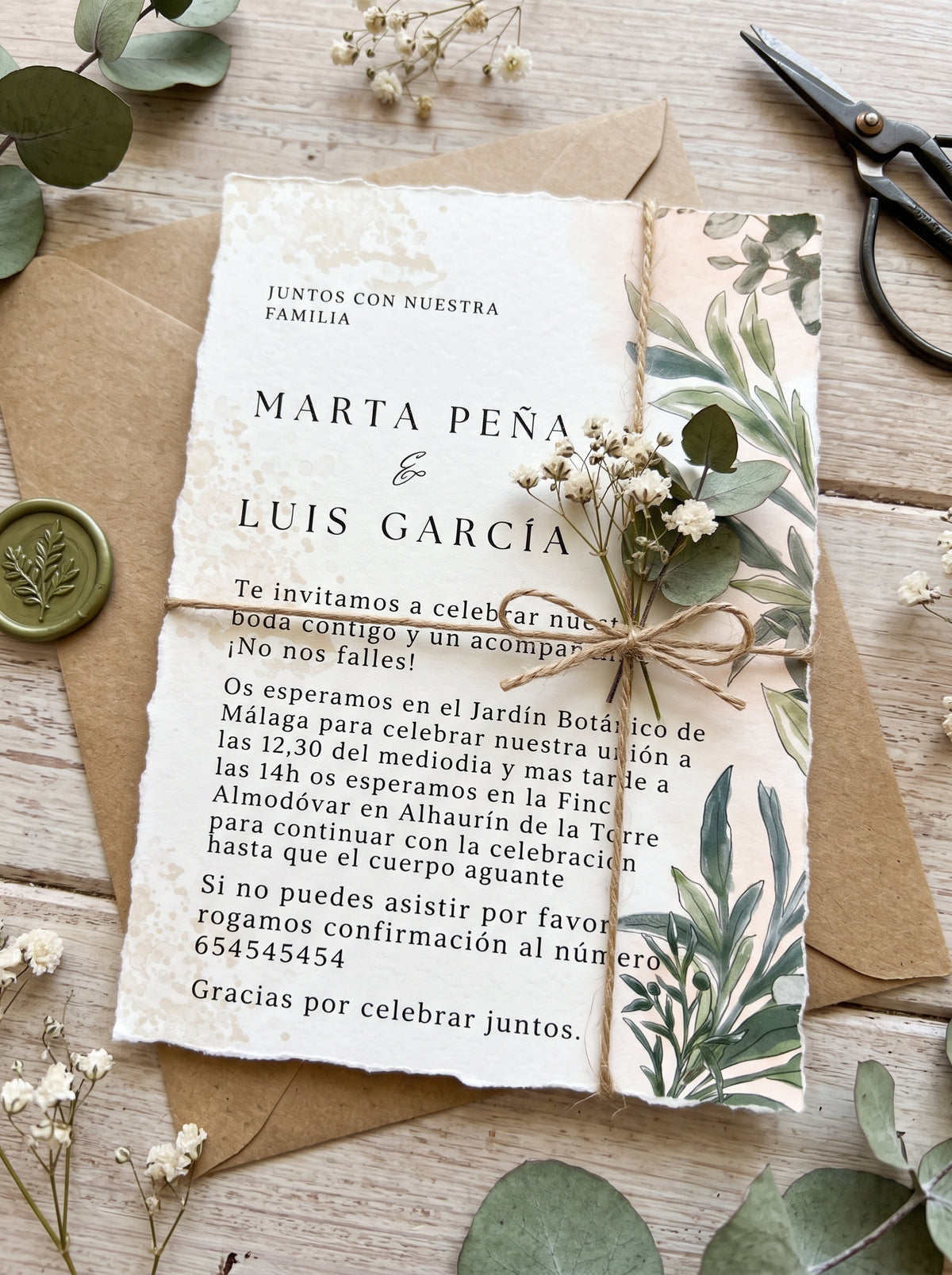 Invitación premium de boda | Set invitaciones para boda | Papel premium de algodón hecho a mano