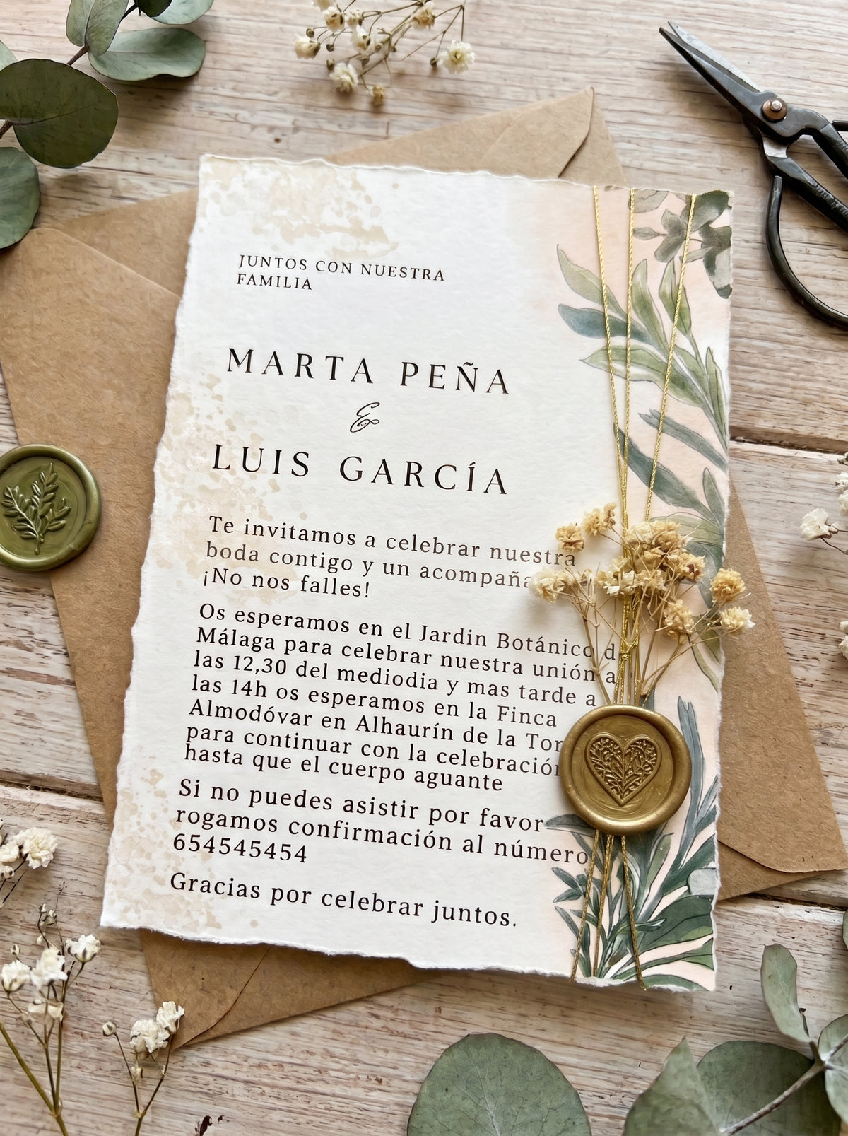 Invitación premium de boda | Set invitaciones para boda | Papel premium de algodón hecho a mano