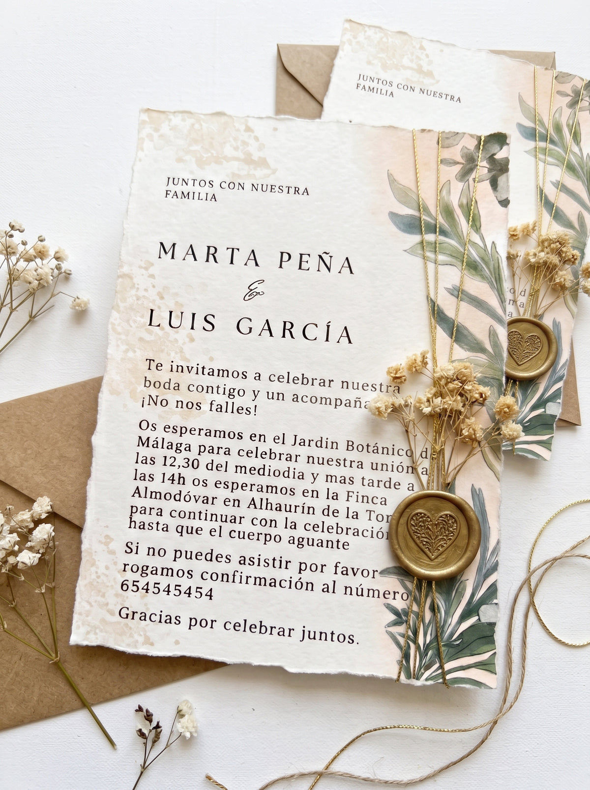 Invitación premium de boda | Set invitaciones para boda | Papel premium de algodón hecho a mano