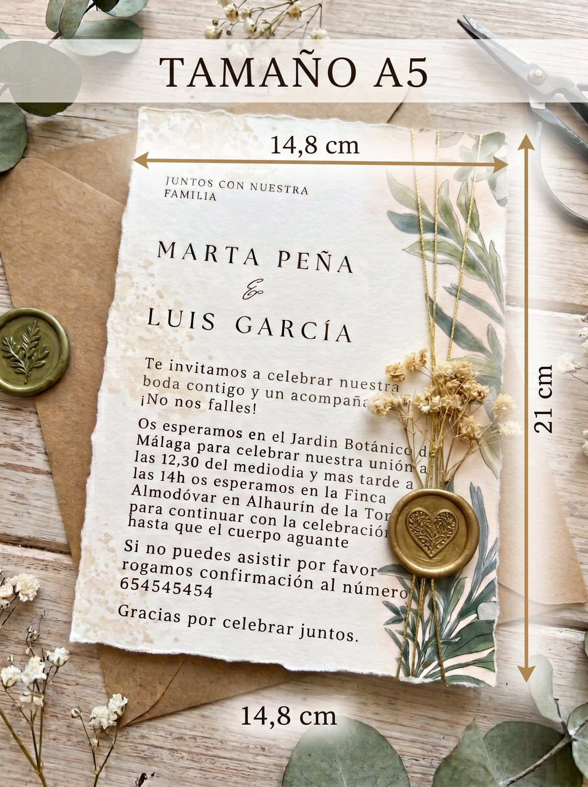 Invitación premium de boda | Set invitaciones para boda | Papel premium de algodón hecho a mano