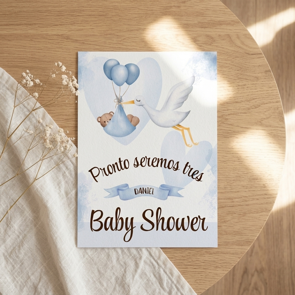 Lámina A3 Baby Shower niño | Cartel decoración fiesta del bebé | Lámina Bienvenida nacimiento