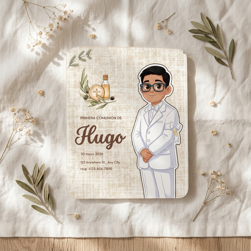 Pack de invitaciones personalizadas Primera Comunión | Invitación retrato animado niño o niña comunión | Diferentes opciones disponibles