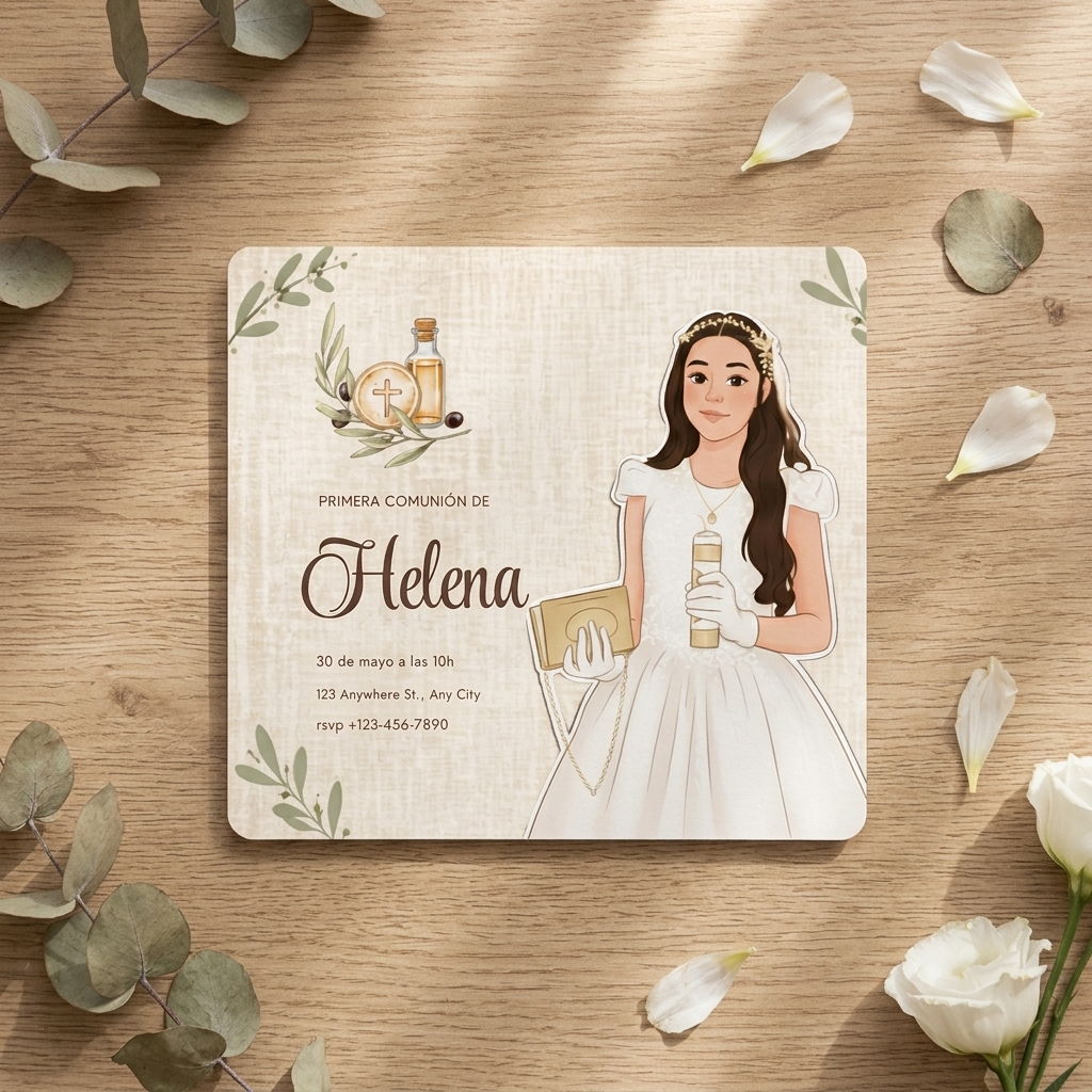 Pack de invitaciones personalizadas Primera Comunión | Invitación retrato animado niño o niña comunión | Diferentes opciones disponibles