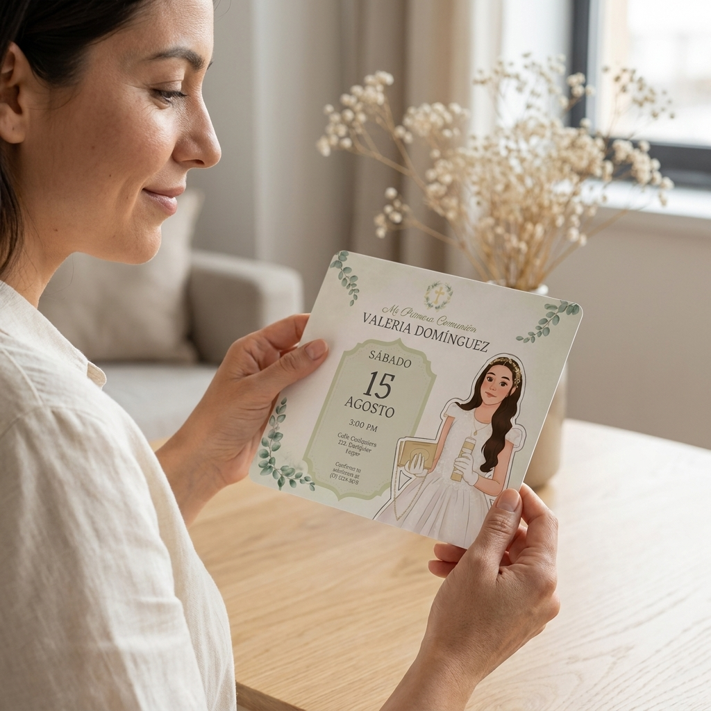 Pack de invitaciones personalizadas Primera Comunión | Invitación retrato animado niño o niña comunión | Diferentes opciones disponibles