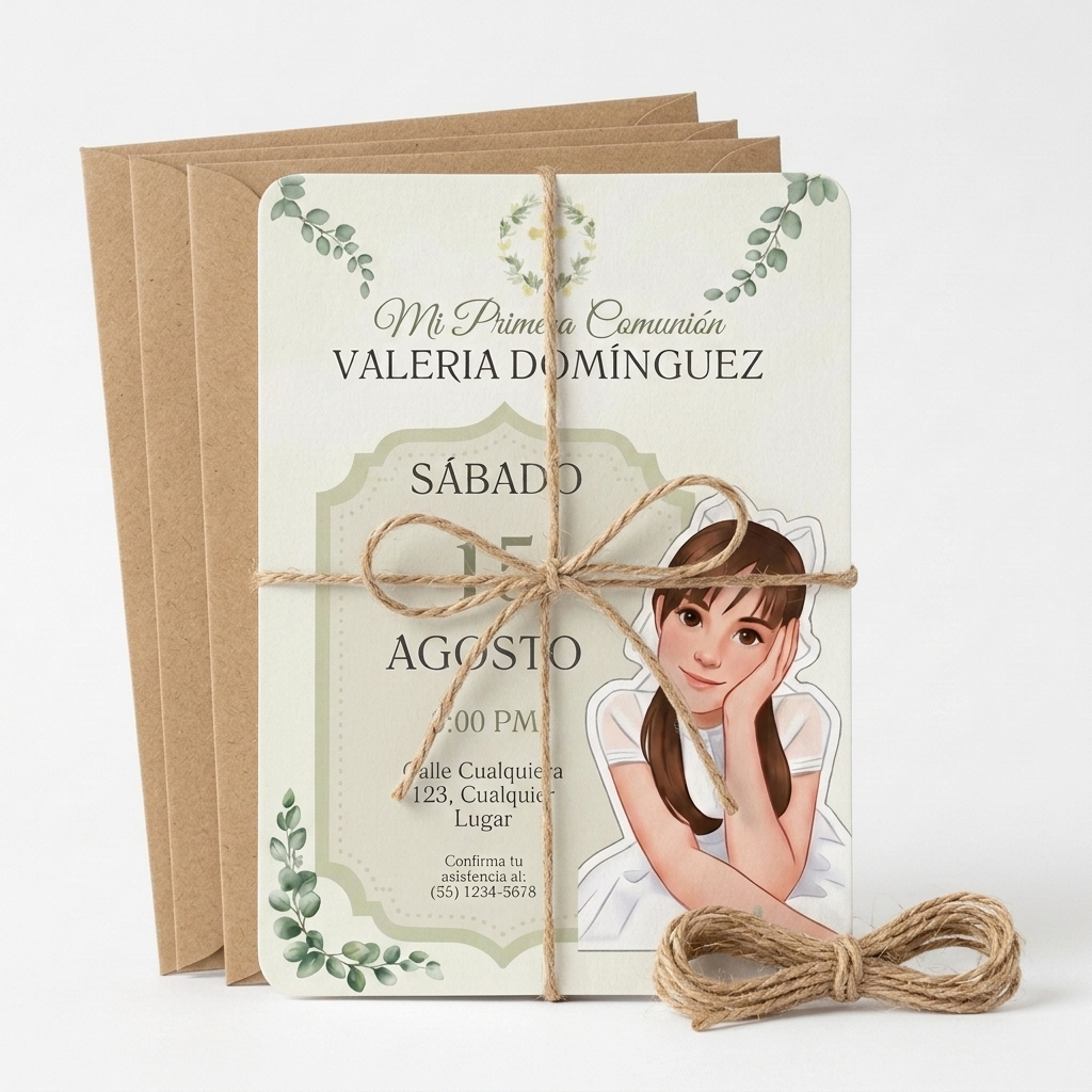 Pack de invitaciones personalizadas Primera Comunión | Invitación retrato animado niño o niña comunión | Diferentes opciones disponibles