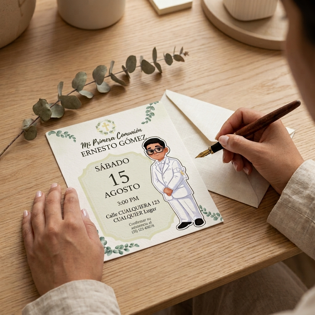 Pack de invitaciones personalizadas Primera Comunión | Invitación retrato animado niño o niña comunión | Diferentes opciones disponibles