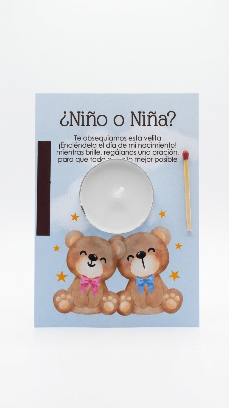 Recordatorio fiesta revelación de género | Regalo invitados gender reveal party | Recuerdo velita dia nacimiento