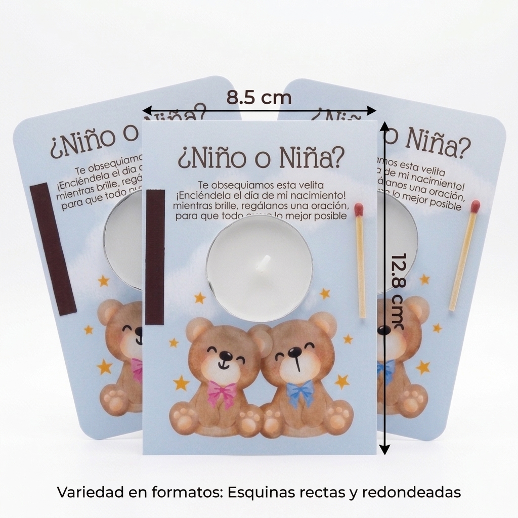 Recordatorio fiesta revelación de género | Regalo invitados gender reveal party | Recuerdo velita dia nacimiento