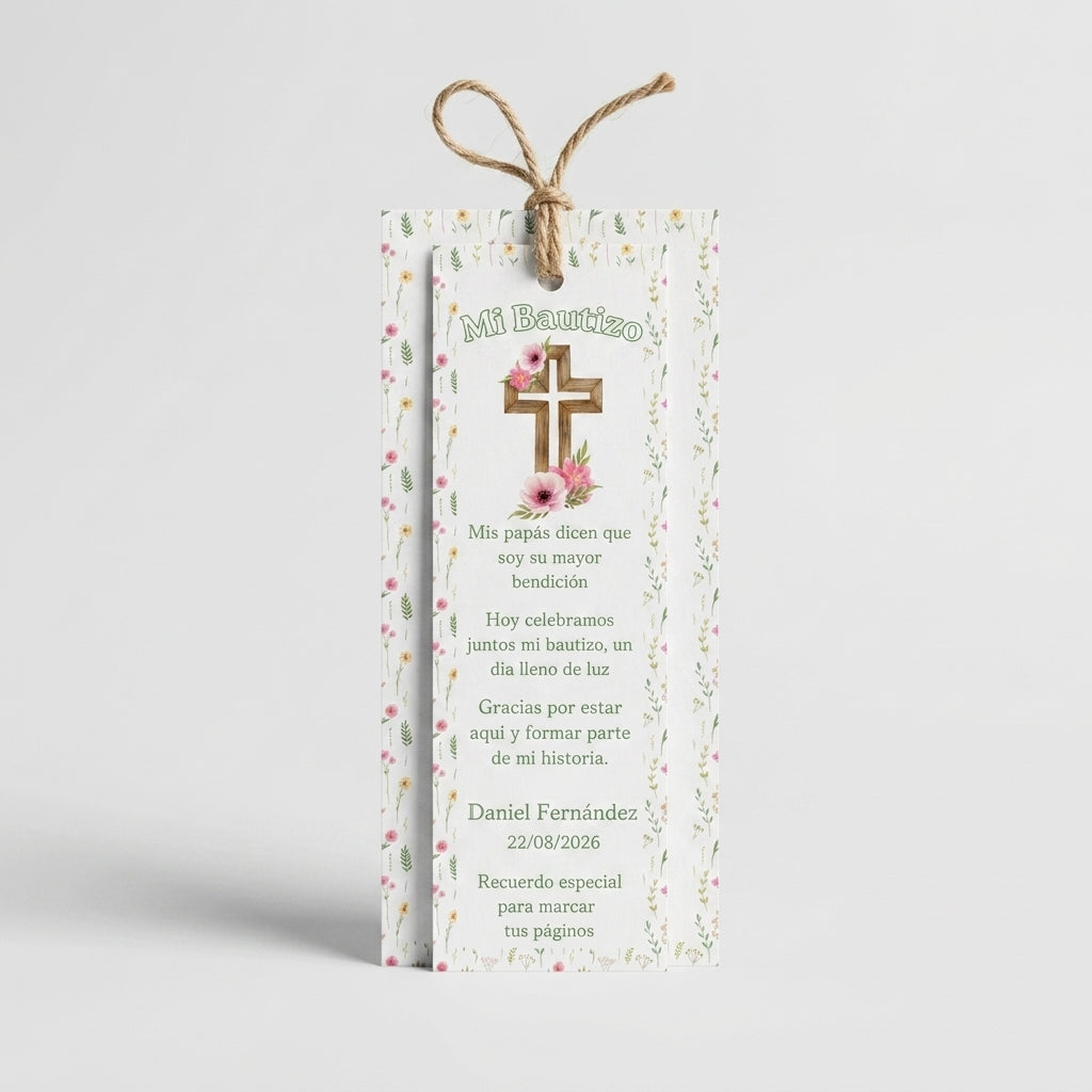 Marcapáginas Bautizo Personalizados con Trébol de la Suerte – Packs 12/24/48 - Recordatorio para fieste del bebé