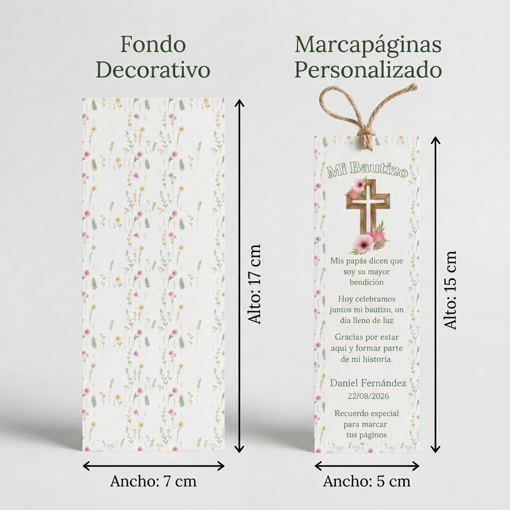 Marcapáginas Bautizo Personalizados con Trébol de la Suerte – Packs 12/24/48 - Recordatorio para fieste del bebé
