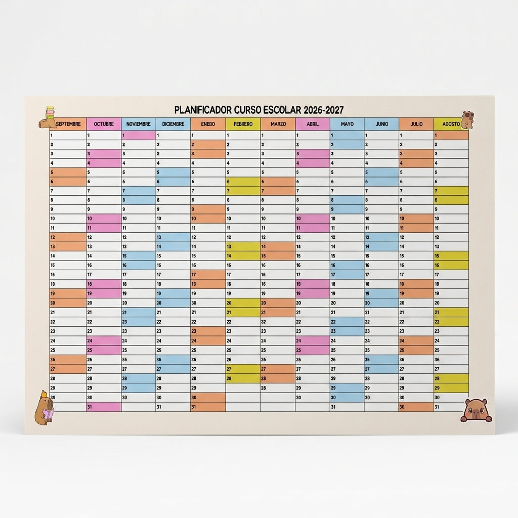 calendario anual curso escolar 2026-2027  | Planificador anual | Organizador escolar nuevo curso