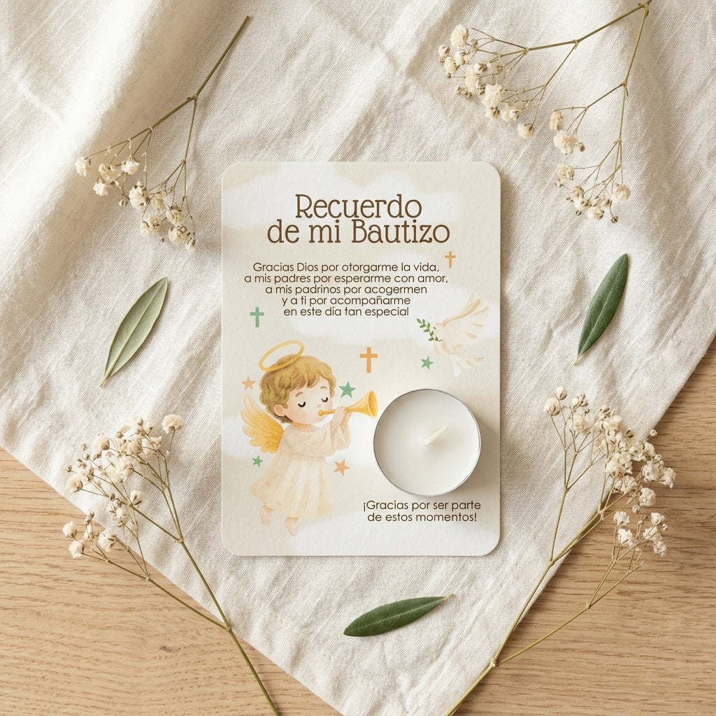 Recordatorio regalo para bautizo - Detalles invitados fiesta nacimiento del bebé