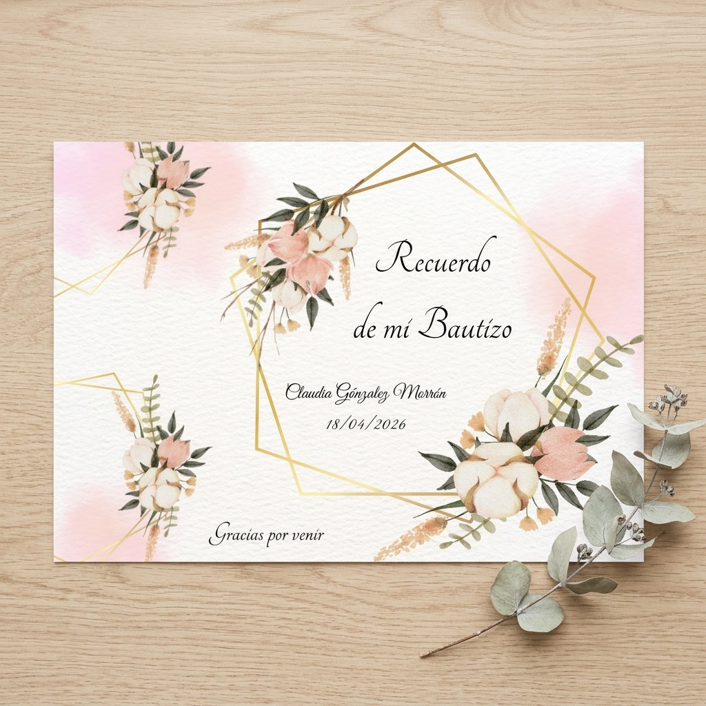 Recordatorios Personalizables bautizo | Regalos invitados comunión | Tarjeta recuerdo eventos | Tamaño A7 y diferentes pack disponibles