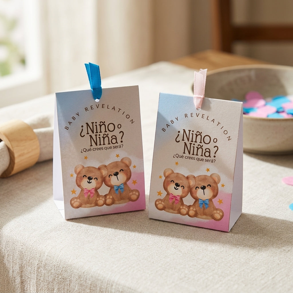 Regalo invitados Gender Reveal Party | Recordatorio velita nacimiento | Recuerdo invitados niño o niña