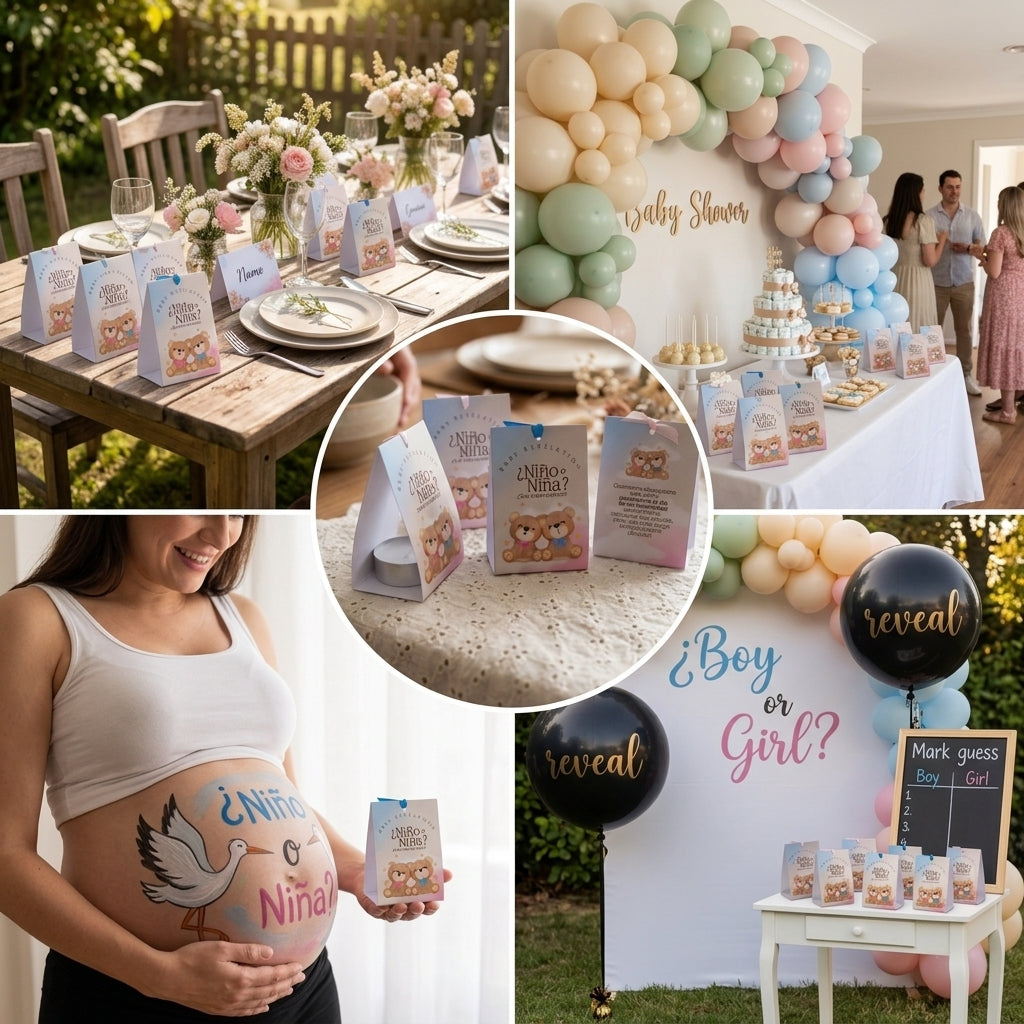 Regalo invitados Gender Reveal Party | Recordatorio velita nacimiento | Recuerdo invitados niño o niña