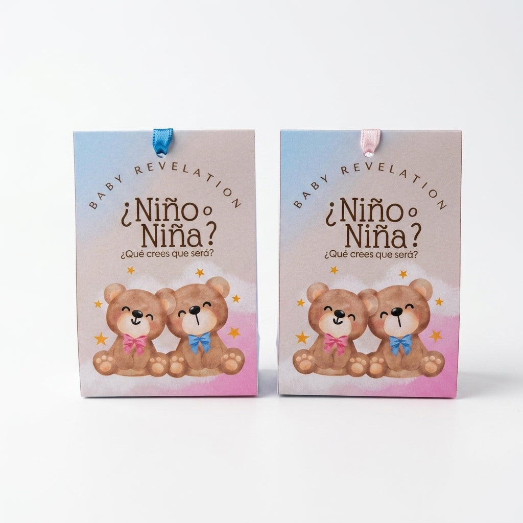 Regalo invitados Gender Reveal Party | Recordatorio velita nacimiento | Recuerdo invitados niño o niña
