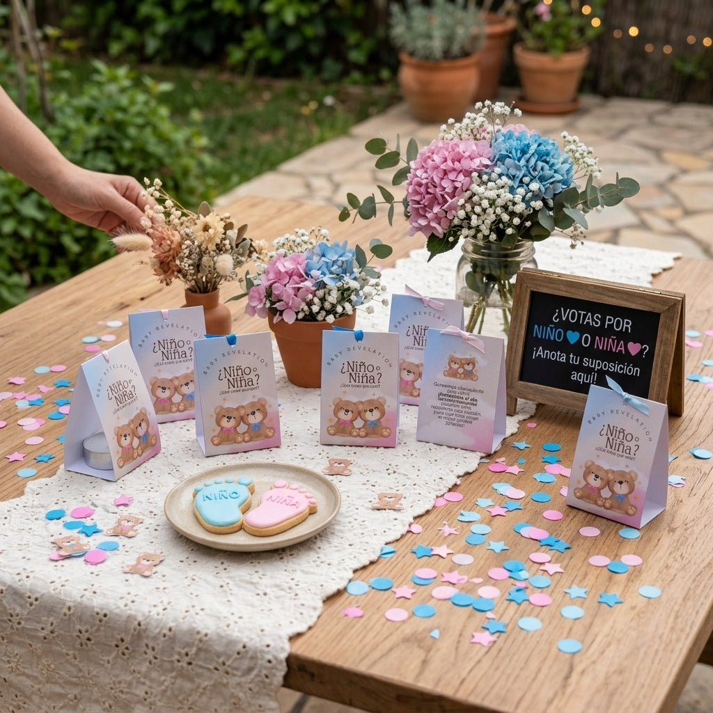 Regalo invitados Gender Reveal Party | Recordatorio velita nacimiento | Recuerdo invitados niño o niña