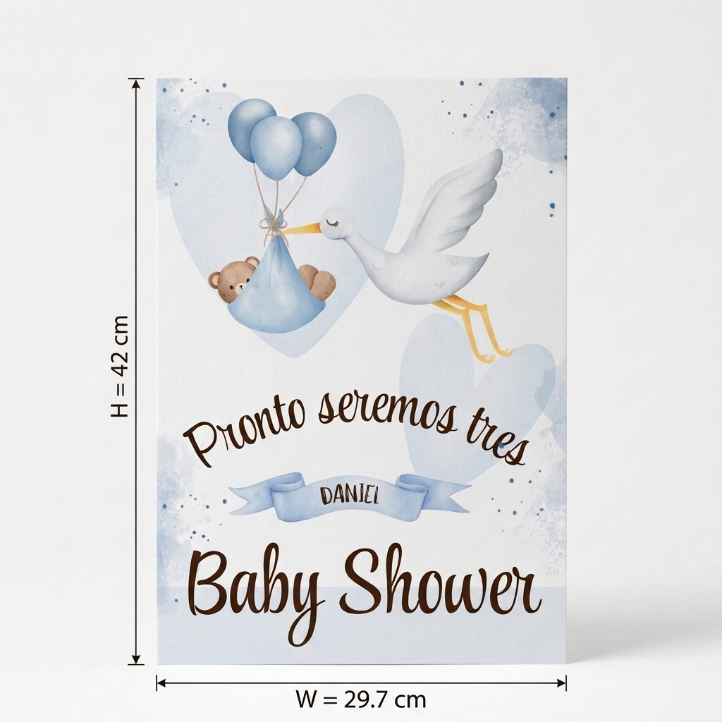 Lámina A3 Baby Shower niño | Cartel decoración fiesta del bebé | Lámina Bienvenida nacimiento