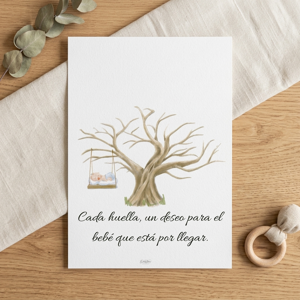 árbol de huellas personalizable baby | Lámina a3 firmas | Alternativa al libro de firmas | Papelería de evento personalizada