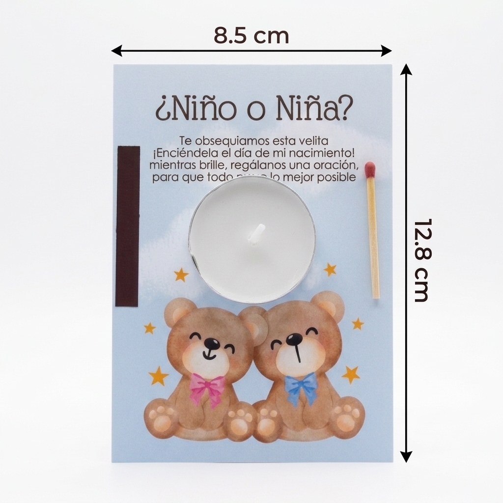 Recordatorio fiesta revelación de género | Regalo invitados gender reveal party | Recuerdo velita dia nacimiento