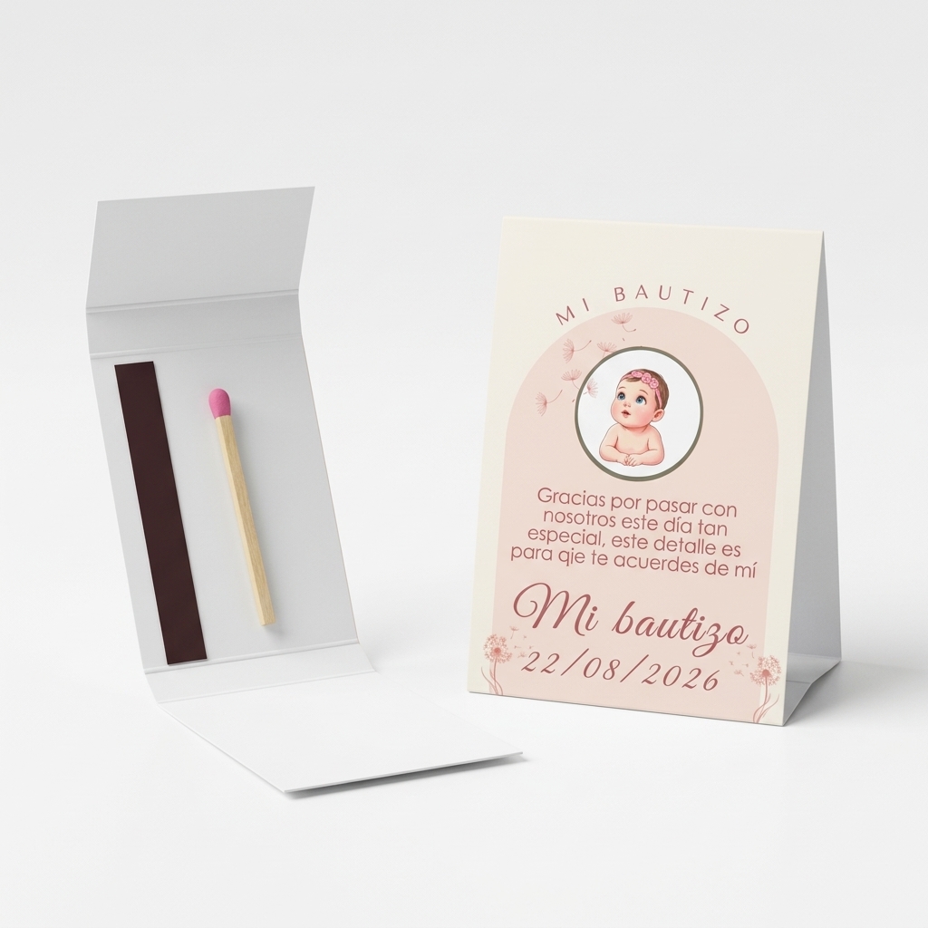 Recordatorio de Bautizo con Retrato Personalizado – Pack 12 unidades - Vela recordatorio fiesta nacimiento del bebé