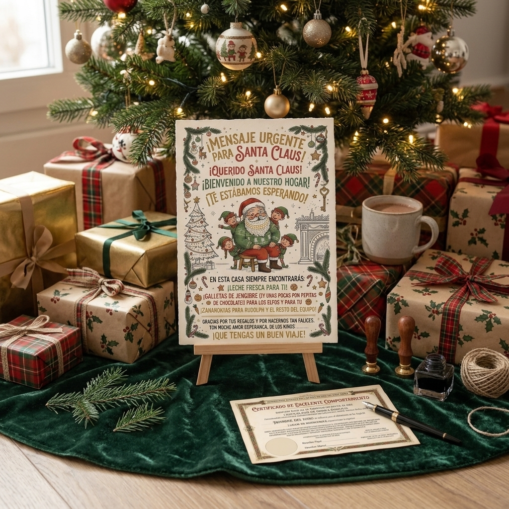 Decoración Navidad Papá Noel con Certificado de niño Bueno
