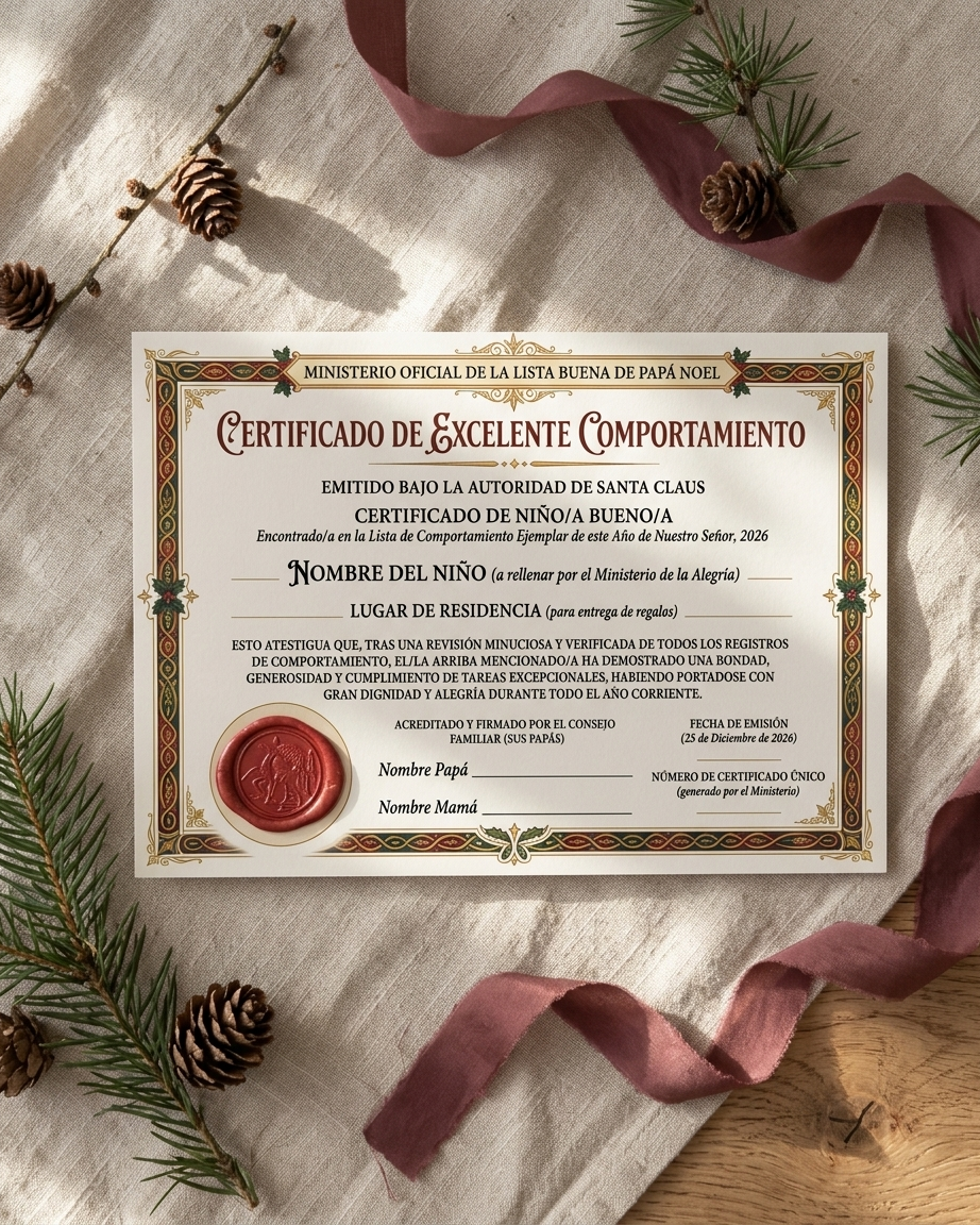 Decoración Navidad Papá Noel con Certificado de niño Bueno