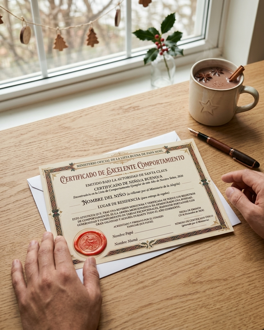Decoración Navidad Papá Noel con Certificado de niño Bueno