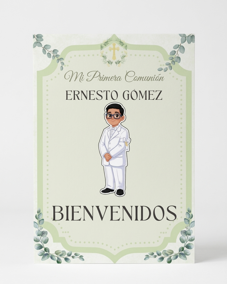 Póster de Bienvenida Primera Comunión Personalizable | Lámina tamaño A3