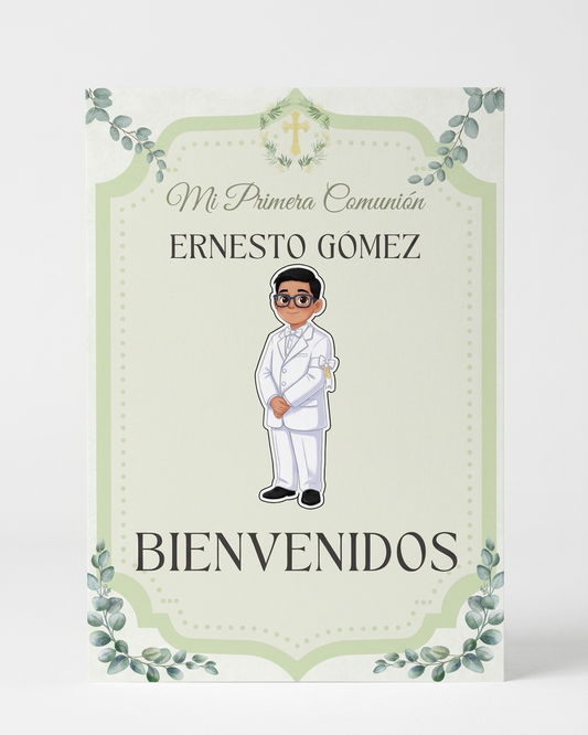 Póster de Bienvenida Primera Comunión Personalizable | Lámina tamaño A3