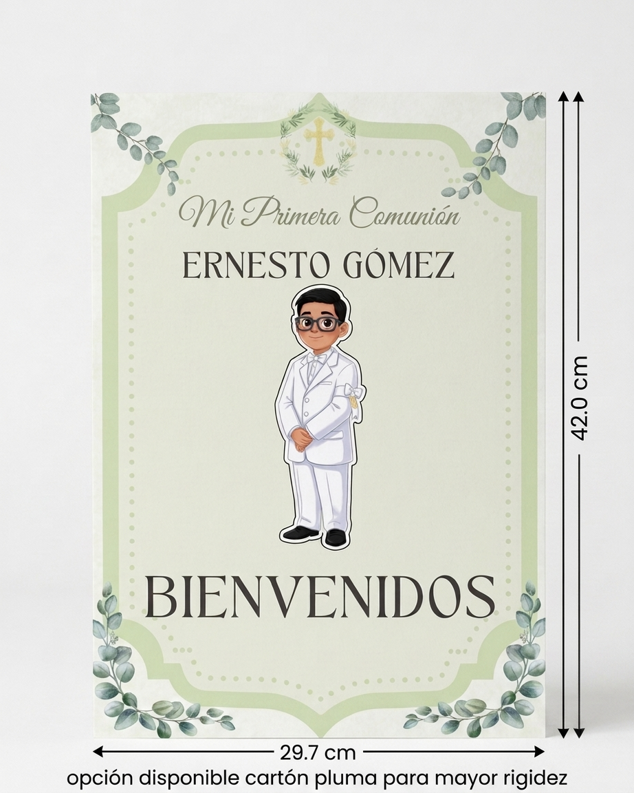 Póster de Bienvenida Primera Comunión Personalizable | Lámina tamaño A3