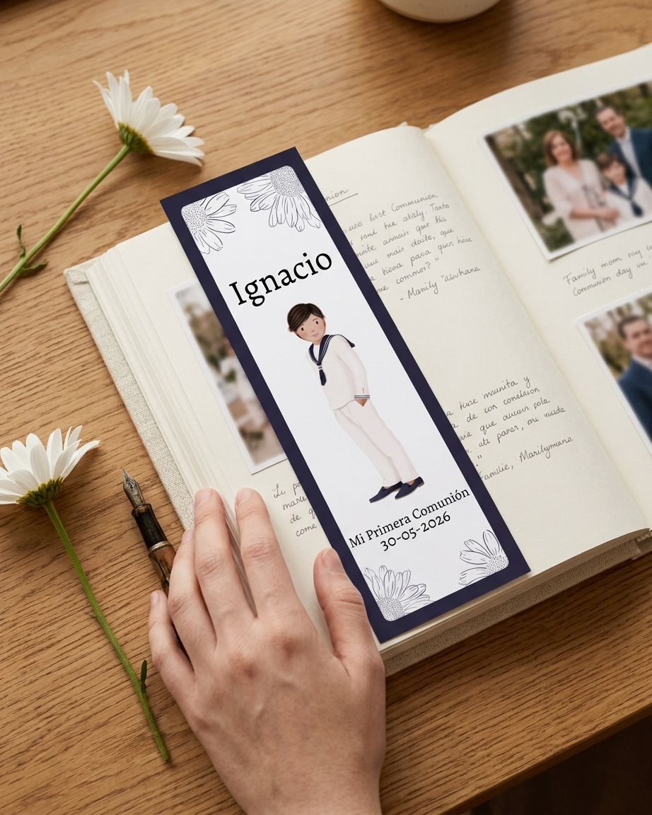 Marcapáginas primera comunión personalizable | Recuerdo invitados primera comunión | Regalo personalizable eventos
