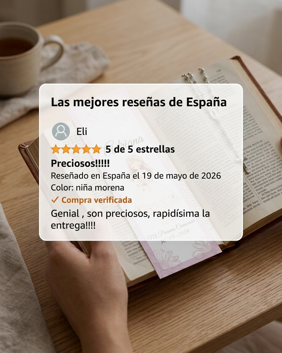 Marcapáginas primera comunión personalizable | Recuerdo invitados primera comunión | Regalo personalizable eventos